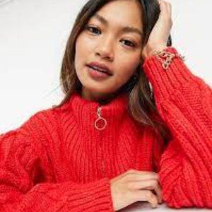 Mango half zip cable knit sweater